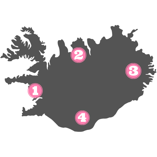 Mapa de las zonas a visitar en Islandia