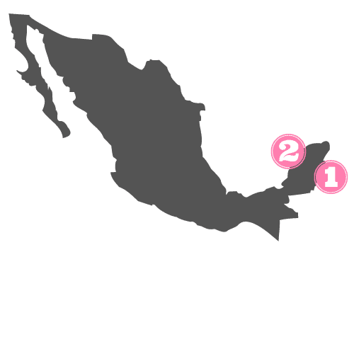 Mapa de las zonas a visitar en México
