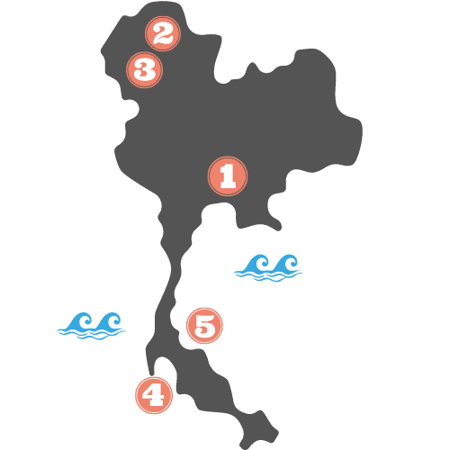 Mapa de las zonas a visitar en Tailandia