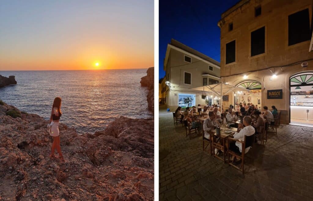 Atardecer y cena en Ciudadela Menorca
