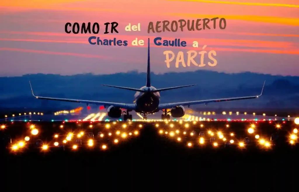 Pista de aterrizaje iluminada de noche en aeropuerto de París.