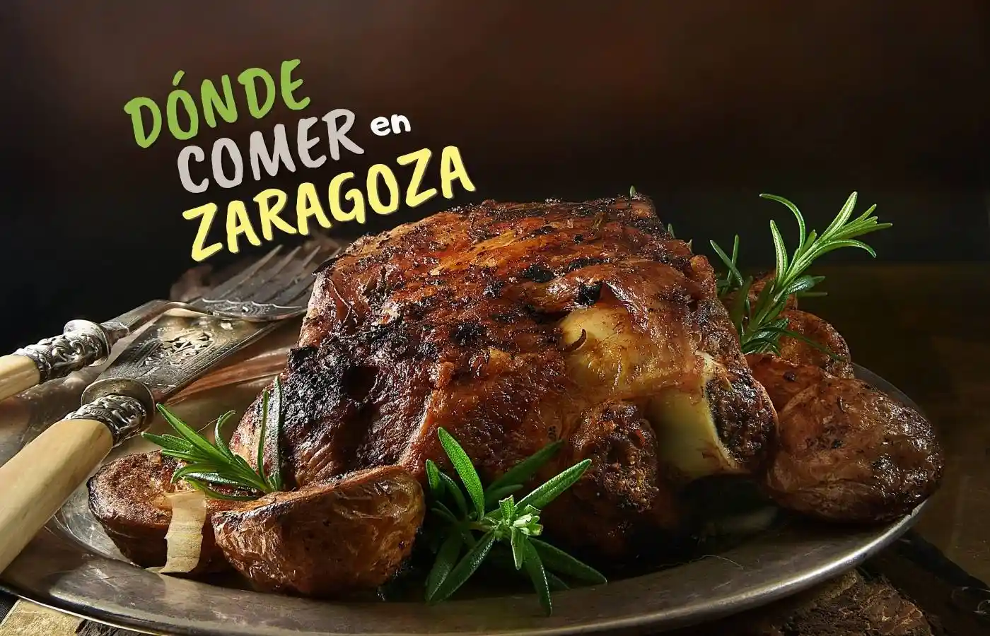 Jugoso asado de carne con patatas y romero. Dónde comer Zaragoza.