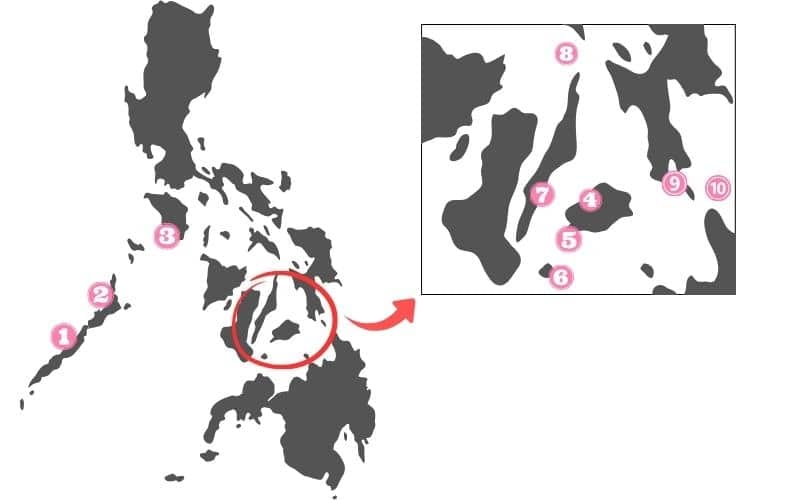 Mapa de las zonas más importantes de Filipinas