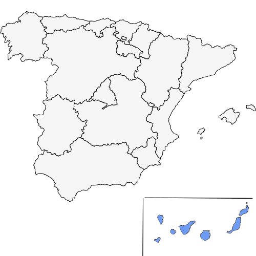 Mapa de las Islas Canarias sombreadas en el Atlántico - Ubicación y guía de las 8 islas