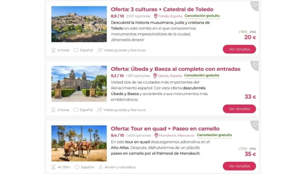 Ofertas de tours en Toledo, Úbeda-Baeza y Marrakech.