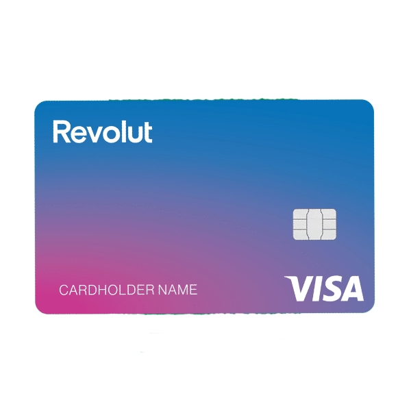 Tarjeta Revolut junto a un pasaporte, recomendada como tarjeta de emergencia y para cambio de divisas.