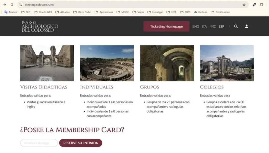 web oficial ticketing colosseo